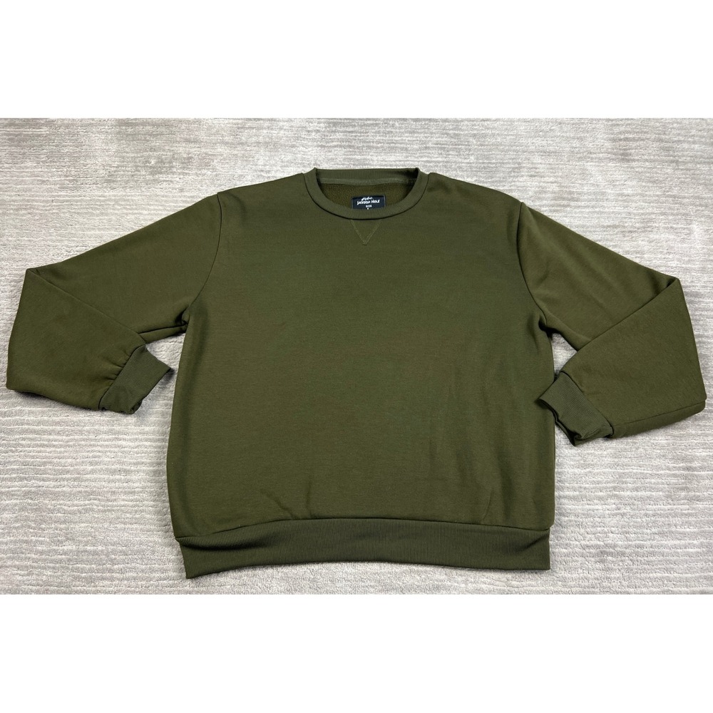 Jackson Hole Sweatshirt Mens L Green Crewneck Solid Fleece Lined Pullover Basic